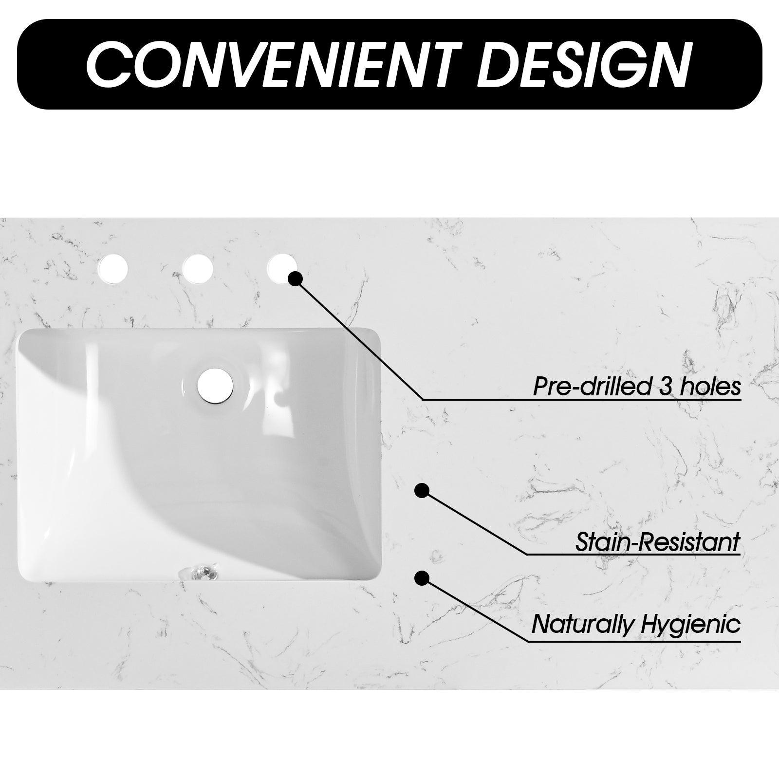 72"X 22" Bathroom Stone Vanity Top Engineered Color With Undermount Ceramic Sink And 3 Faucet Hole With Backsplash White Bathroom Stone
