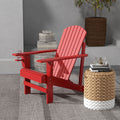 Outsunny Wooden Adirondack Chair, Outdoor Patio Lawn Chair With Cup Holder, Weather Resistant Lawn Furniture, Classic Lounge For Deck, Garden, Backyard, Fire Pit, Red Red Wood