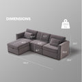 Modern Cotton Linen L Shape Sectional Sofa, Oversized Upholstery Sectional Sofa, Chaise Couch With Storage Ottomans For Living Room Loft Apartment Office Dark Gray 4 Seats Wood Primary Living Space Medium Duty Pine 4 Seat Dark Gray Linen Medium Soft