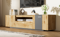 70'' Modern Tv Stand With 3 Cabinets& Drawer, Entertainment Center For Tvs Up To 80'', Color Matching Television Console For Living Room, Bedroom, Home Theatre Grey,Natural Wood Brown Primary Living Space 70 79 Inches 70 79 Inches 70 Inches Particle