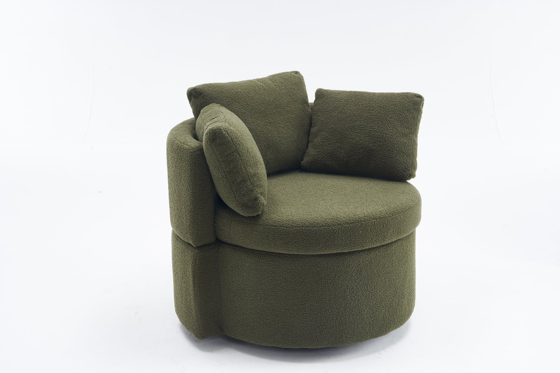 029 Teddy Fabric Swivel And Storage Chair With Back Cushion For Living Room,Green Green Primary Living Space Modern Foam Teddy