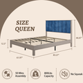 Queen Bed Frame, Wood With Wood Headboard Bed Frame With Upholstered Headboard Wood Foundation With Wood Slat Support No Box Spring Needed Easy Assembly Box Spring Not Required Queen Antique Grey White Wood Bedroom Pine Bed Frame Metal & Wood