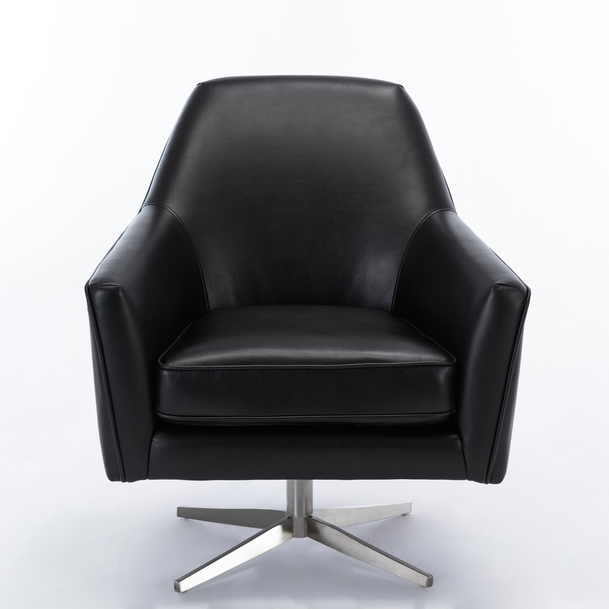 Paulina Black Leather Gel Swivel Armchair Black Foam Faux Leather