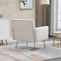 Coolmore Velvet Armchair Single Sofa Modern Tufted Upholstered Side Reading Chairs With Arm And Gold Metal Leg For Living Room Bedroom Beige Beige Foam Velvet