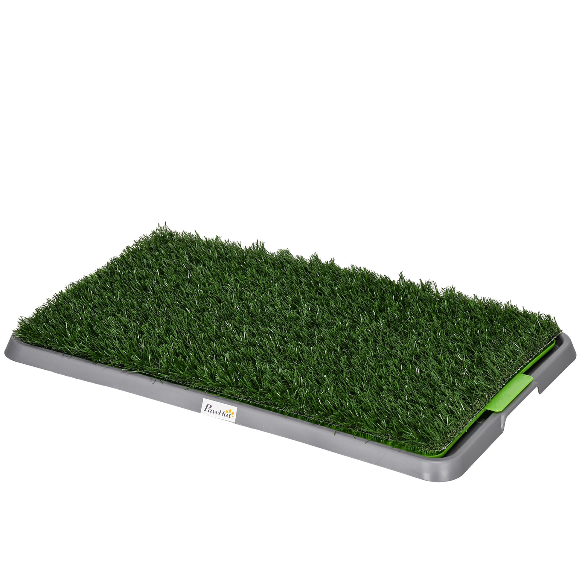 Pawhut Dog Grass Pad With Tray, 26" X 16", Grass Pad For Potty Training Dogs, 2 Pack Of Artificial Washable Grass Pee Pads For Indoor Outdoor Use, Green Green Plastic