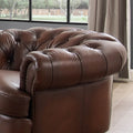 Newport Leather Chair Caramel Primary Living Space Mid Century Modern Eucalyptus Down Filling Leather