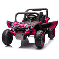24V Two Seater Kids Ride On Utv W Parents Remote Control,Four Wheel Suspension,Slow Start,Large Wheel Design,Anti Collision Bar,Storage Space,Music,Usb,Bluetooth,Volume Control,Led Lights For Kids 3 . Pink 100 149 Lbs Polypropylene