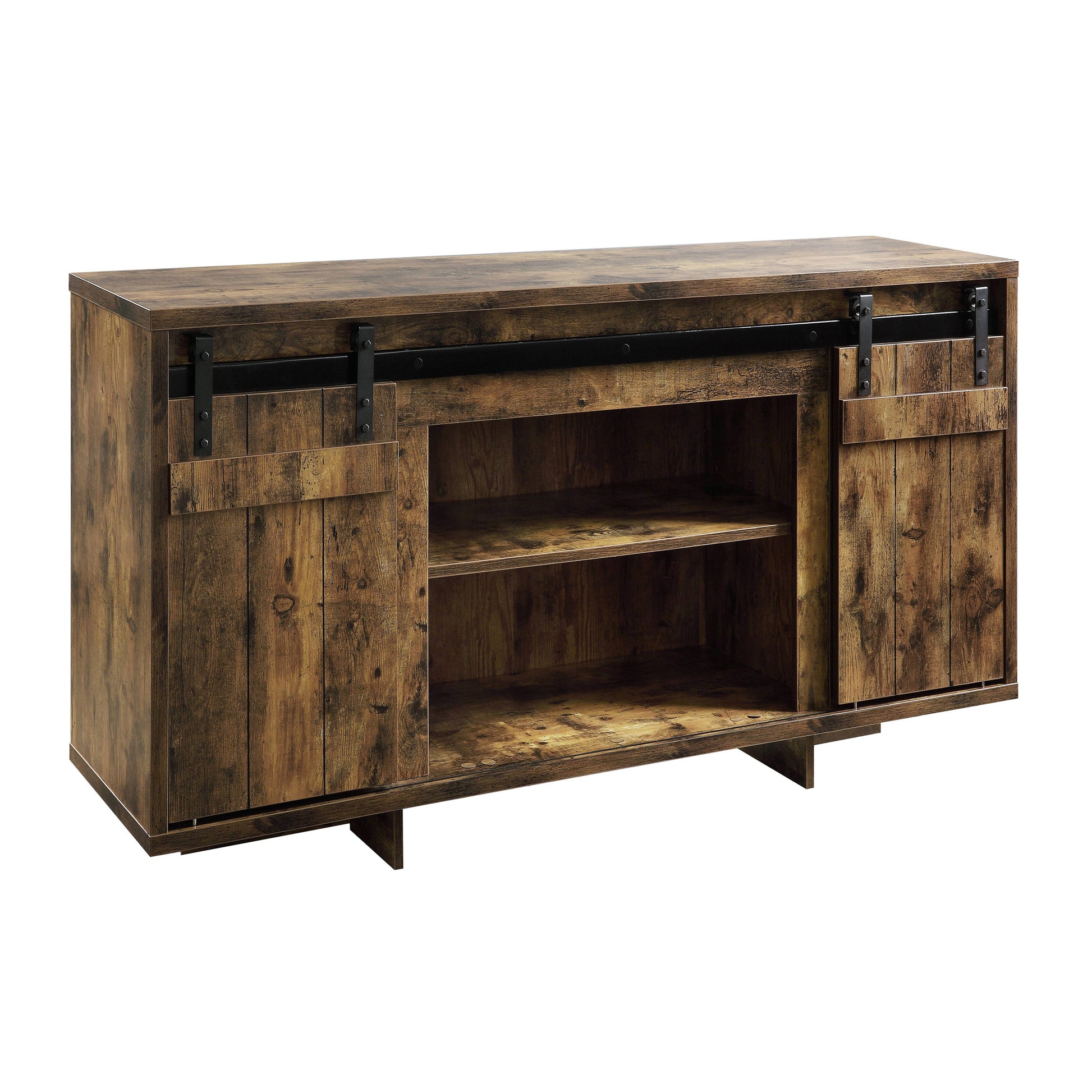 Rustic Oak Tv Stand With 2 Barn Doors Rustic Primary Living Space 50 59 Inches 60 Inches Wood