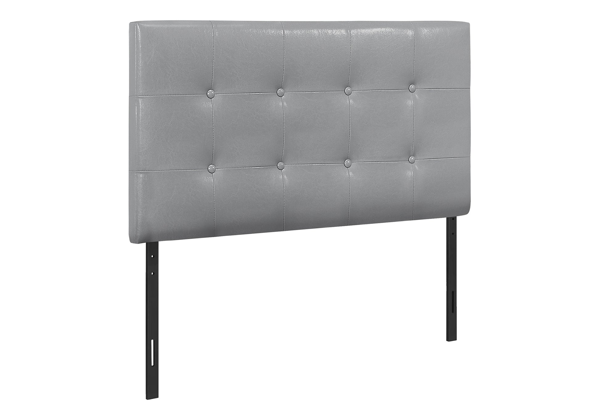 Bed, Headboard Only, Twin Size, Bedroom, Upholstered, Grey Leather Look, Transitional Grey Foam Faux Leather