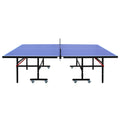 8Ft Mid Size Table Tennis Table Foldable & Portable Ping Pong Table Set For Indoor Games With Net, 2 Table Tennis Paddles And 3 Balls Blue Mdf