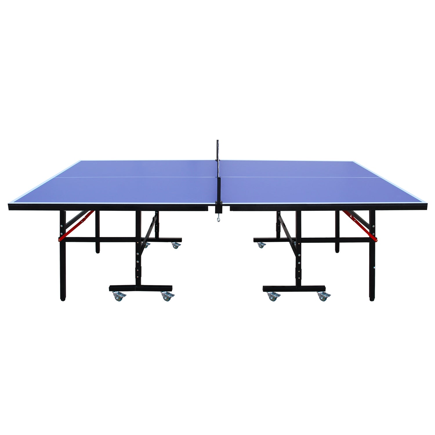 8Ft Mid Size Table Tennis Table Foldable & Portable Ping Pong Table Set For Indoor Games With Net, 2 Table Tennis Paddles And 3 Balls Blue Mdf