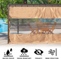 Heavy Duty Outdoor Clear Panel Curtain, 18 Oz Waterproof Pvc Polyester Curtain, Weather Resistant & Tearproof For Patios, Gazebos, Pergolas, Privacy Screen 8'H X 12'W, Brown Brown