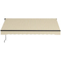 Outsunny 12' X 10' Retractable Awning, Patio Awning Sunshade Shelter With Manual Crank Handle, 280Gsm Uv Resistant Fabric And Aluminum Frame For Deck, Balcony, Yard, Beige And White Beige Polyester