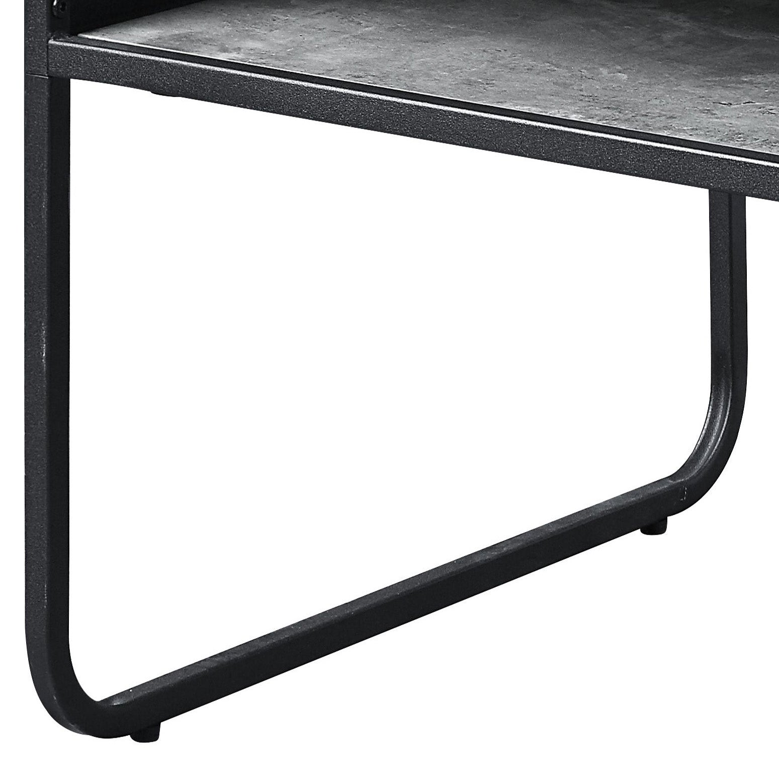 Concrete Grey And Black 1 Shelf Coffee Table Black Grey Primary Living Space Modern Shelves Rectangular Wood Metal Sled