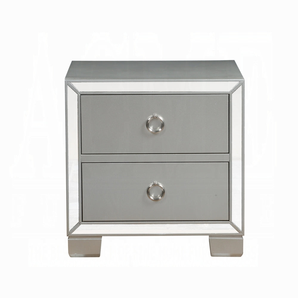 Platinum 2 Drawer Nightstand Grey 2 Drawers Bedroom Rectangle Drawers Mdf