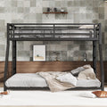 Metal Full Xl Over Queen Bunk Bed For Teens And Adults, Noise Reduced No Box Spring Needed, Black Full Xl Black Metal