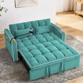 55.51 Inch Versatile Foldable Sofa Bed In 3 Lengths, Modern Sofa Sofa Sofa Velvet Pull Out Bed, Adjustable Back And With Usb Port And Ashtray And Swivel Phone Stand Green Full Antique Blue Green