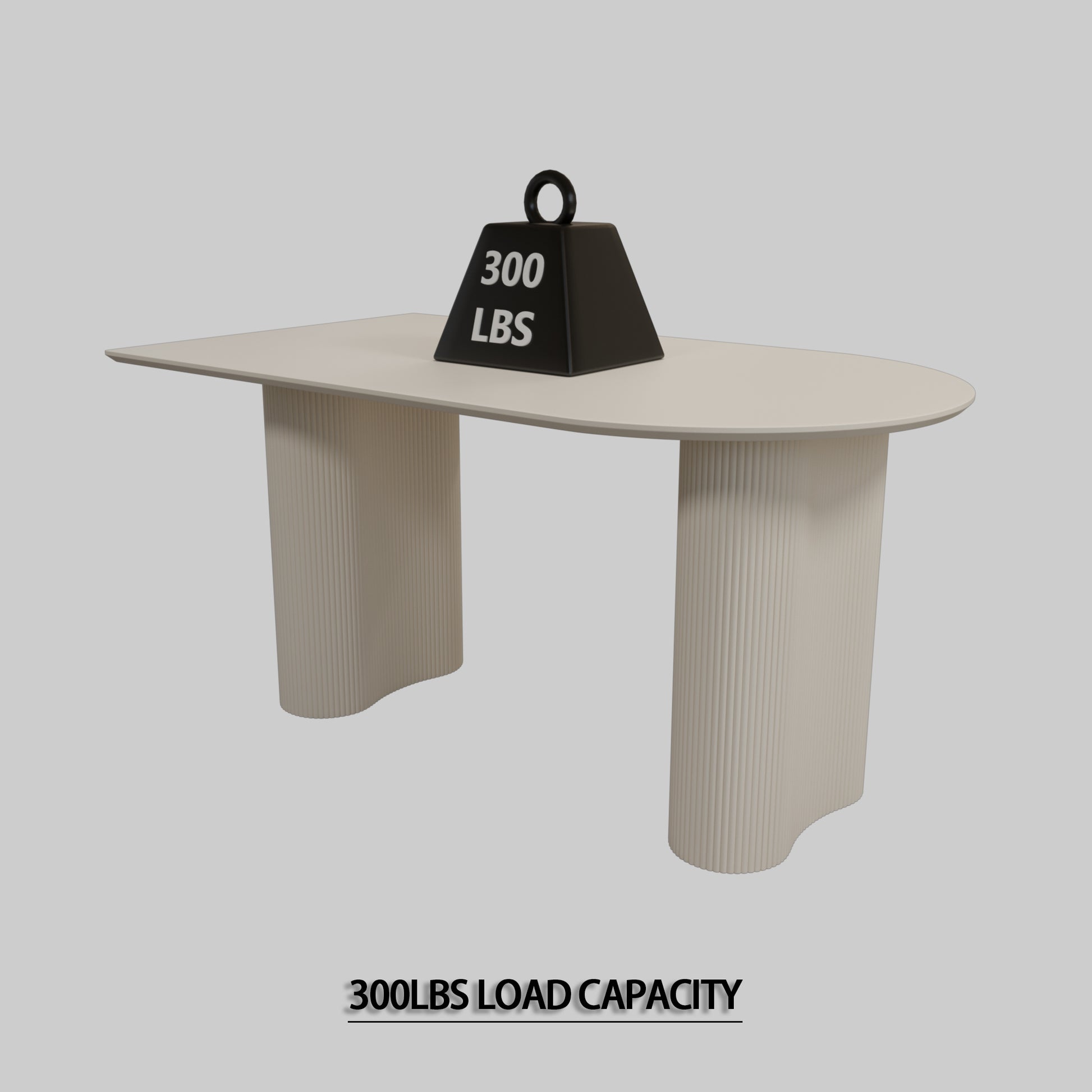 63 "Modern Fashion Mdf Cream Style Coffee Table And Irregular Side Table, 4 8 Person Dining Table, Thick Engineering Wood Round Wave Table Legs, Home Kitchen Thick Elegant Cream White Table Top Cream White Mdf