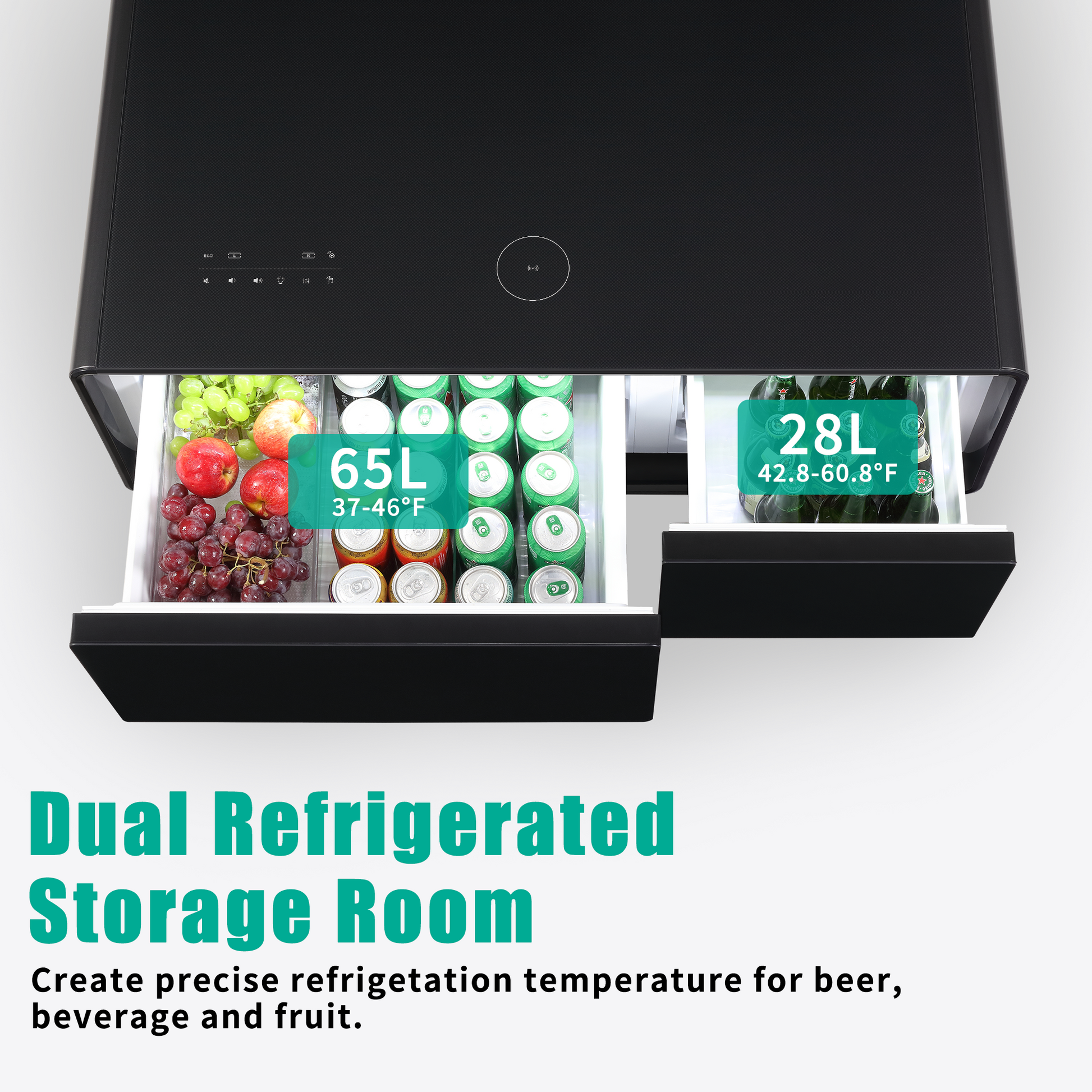 Modern Smart Coffee Table With Built In Fridge, Bluetooth Speaker, Wireless Charging, Touch Control Panel, Usb Interface, Outlet Protection, Atmosphere Light, Black Black Built In Outlets Or Usb Primary Living Space Luxury,Modern Freestanding Rectangular