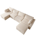 Modern Velvet Modular Sectional Sofa, U Shape Convertible Sofa Set With Pillows, Oversized Sectional Couches With Storage Ottomans For Living Room, Loft, Apartment, Office White 6 Seats White Wood Primary Living Space Medium Duty Pine 6 Seat White Velvet