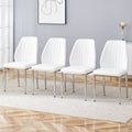 Set Of Four White Pu Comfort Dining Chairs 17.7