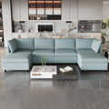 Modular Sectional Sofa, Convertible Sofa Seat With Storage, Sleeper Sectional Sofa Set, Fabric Flexible Modular Combinations For Living Room Antique Blue Fabric 6 Seat