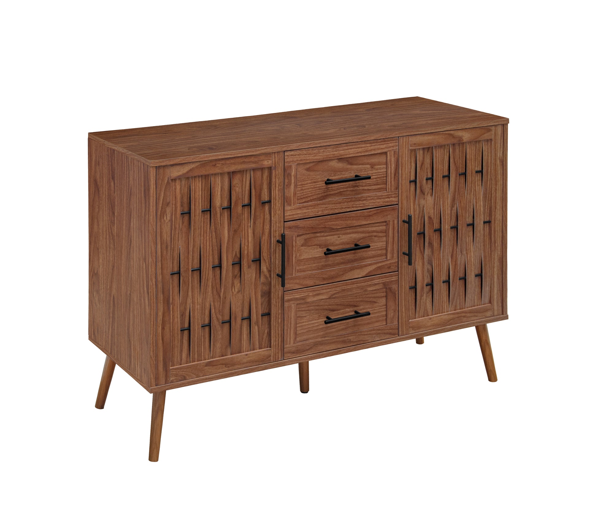 2 Door 3 Drawer Cabinet, Accent Storage Cabinet, Suitable For Living Room, Bedroom, Dining Room, Study Walnut Mdf