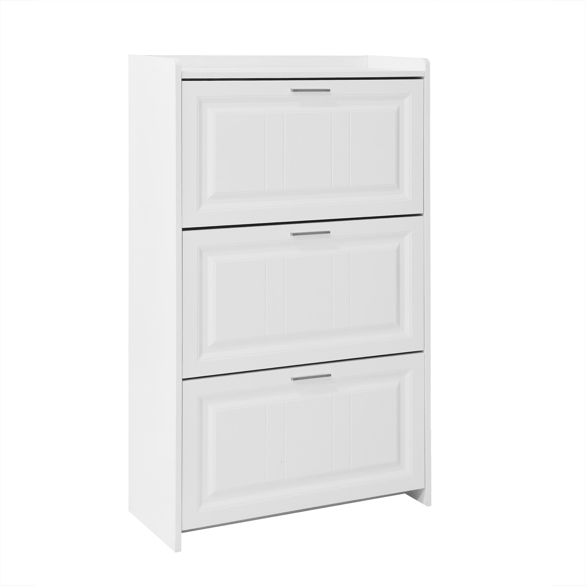 Shoe Storage Cabinet For Entryway With 3 Flip Drawers, Modern Shoe Organizer Cabinet, Free Standing Shoe Rack For Hallway, Living Room, White White Mdf