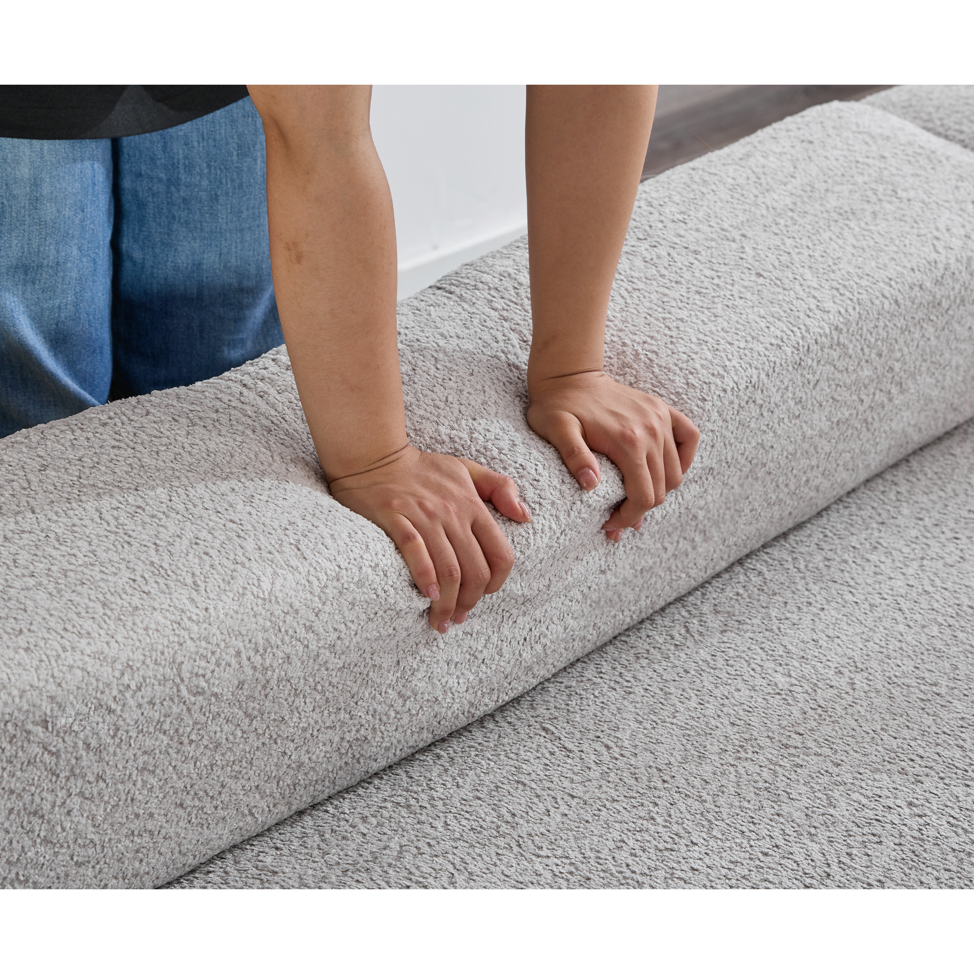 Arrived Oversized Combination Sofa,Curved Sofa,Upholstered 4 Seater Couch For Living Room, Modern Modular 3 Piece Free Combination, Semicircular Modular Sofaboucle, Gray Gray Polyester Primary Living Space Soft Tight Back Modern Square Arms Foam