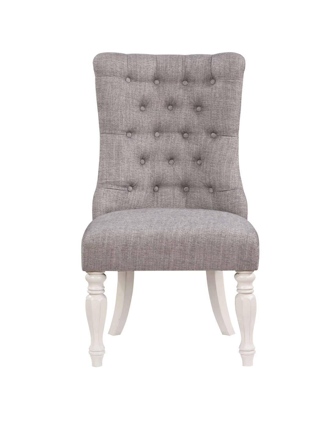 Grey And Antique White Side Chair With Tufted Back Set Of 2 Solid Grey White Dining Room Side Chair Tufted Back Set Of 2 Wood Fabric