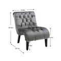 Coolmore Modern Velvet Armless Accent Living Room Chair Leisure Chair,Upholstered Fabric Button Comfortable Chair With Wooden Legs For Bedroom, Living Room, Office Silver Velvet Silver Foam Velvet
