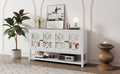 Elegant Retro Console Table Storage Cabinet Sideboard With Mirrored Doors, Spacious Shelves, And Durable Acacia Wood Legs Perfect For Living Room, Dining Room, Or Entryway Antique White Antique White Primary Living Space Solid Wood Mdf