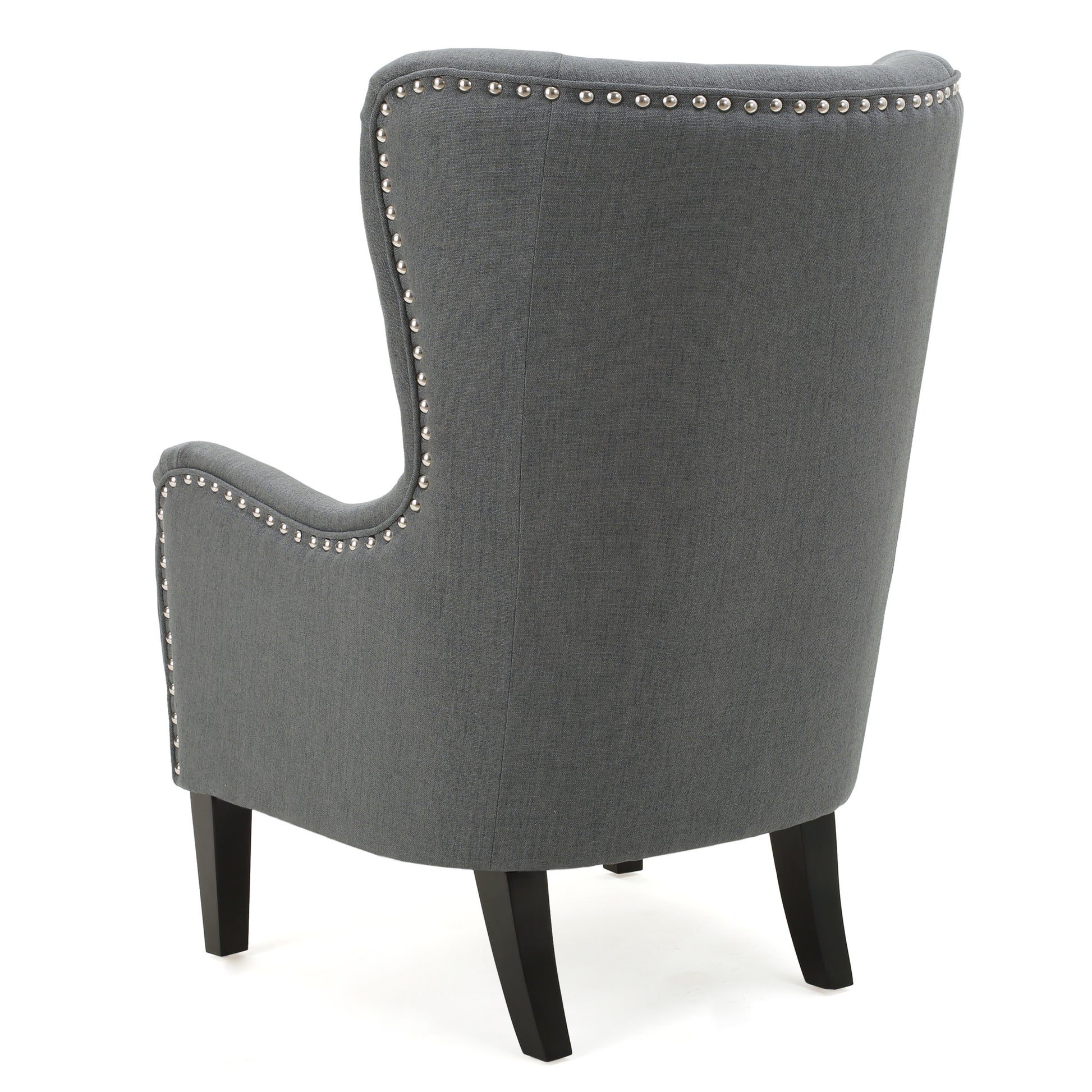 Hi Back Studded Chair,Arm Chair,Living Room, Study And Bedroom Grey Fabric