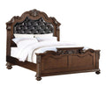 Gorgeous Traditional Antique Cherry 1Pc Eastern King Size Bed Tufted Faux Leather Headboard Wooden Bedframe Box Spring Required King Cherry,Walnut Wood Bedroom Classic,Luxury,Traditional Pine Bed
