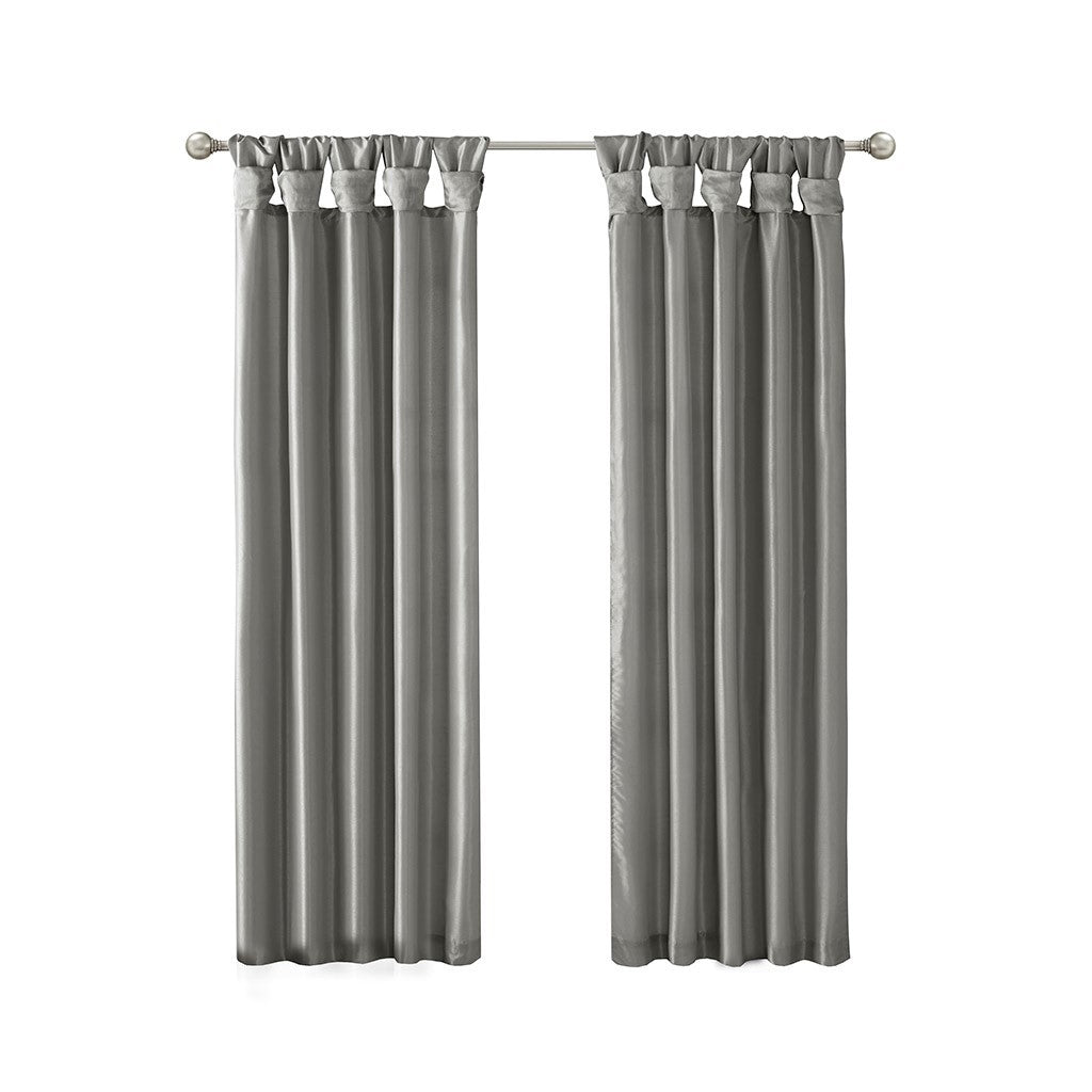 Twist Tab Lined Window Curtain Panel Only 1 Pc Panel Charcoal Polyester