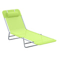 Outsunny Folding Chaise Lounge Pool Chairs, Outdoor Sun Tanning Chairs With Pillow, Reclining Back, Steel Frame &Mesh For Beach, Yard, Patio, Green Green Steel