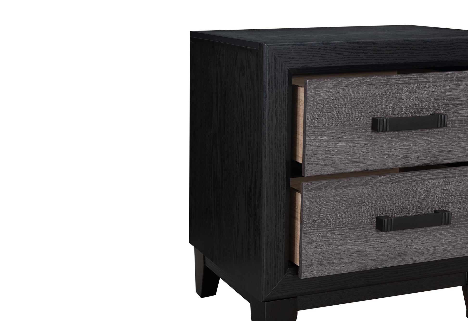 Soluto Grey And Black Nightstand Black Gray Solid Wood Mdf