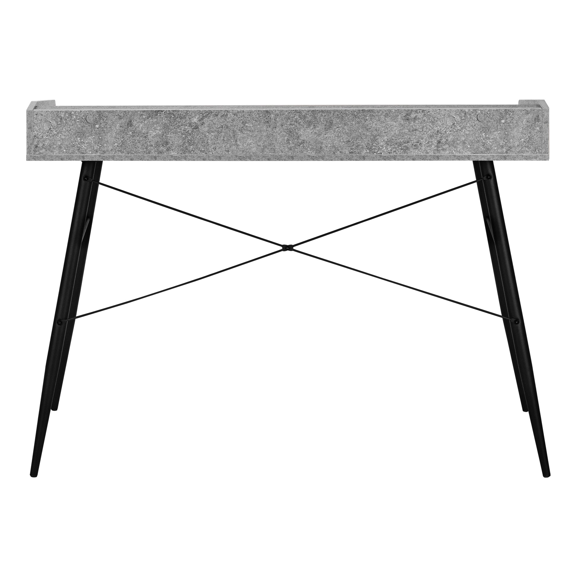 Computer Desk, Home Office, Laptop, Storage Shelves, 48"L, Work, Grey Stone Look Laminate, Black Metal, Contemporary, Modern Grey Particle Board