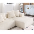 Arrived 131'' Modular Sectional Couch, U Shaped Sofachaise Lounge, Striped Fabric,Upholstered 4 Seater Couch For Living Room, Bedroom, Free Combination Sofa Corduroy ,White White Polyester Primary Living Space Soft Modern Square Arms Foam Upholstered 4