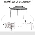 Outsunny 11' X 11' Pop Up Canopy, Outdoor Patio Gazebo Shelter With Removable Zipper Netting, Instant Event Tent W 114 Square Feet Of Shade And Carry Bag For Backyard, Garden, Light Gray Light Grey Metal