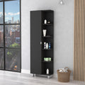 Los Angeles Linen Cabinet, Five Shelves, One Cabinet, Divisions Black 1 5 18 To 23 In 60 In & Above Bathroom Freestanding Contemporary 5 10 Inches Melamine Melamine