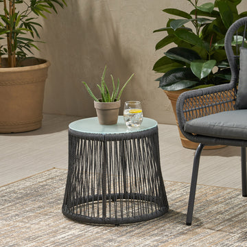Southport Side Table Gray Woven Rope