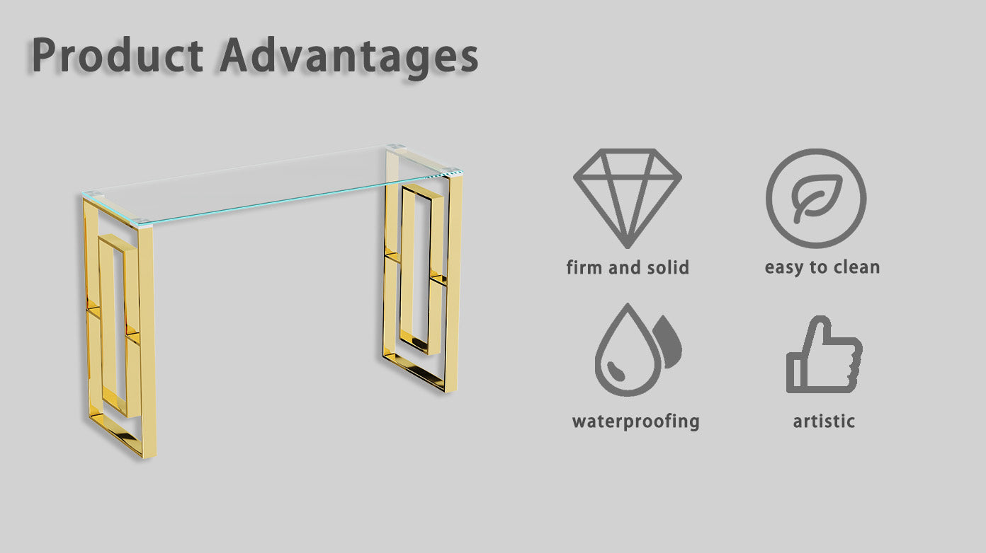 Console Table Stainless Steel Glass,Meal Side Table Golden Clear Bs 02 Golden,Transparent Primary Living Space Modern Stainless Steel