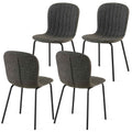 Dark Grey Faux Leather Dining Chairs Set Of 4,Mid Century Modern Upholstered Pu Leather Chairs,For Kitchen Dining Room Grey Dining Room Foam Dry Clean Modern Dining Chairs Set Of 4 Or More Pu