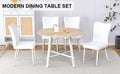 Table And Chair Set, Mdf Desktop, White Metal Table Legs, Stable And Beautiful, Suitable For Most Styles Of Home. Modern Simple Dining Table, Comfortable Seating. White Seats 4 Mdf