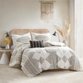 4 Piece Printed Comforter Set With Throw Pillow Black Ivory King Cal King King Black Ivory Polyester