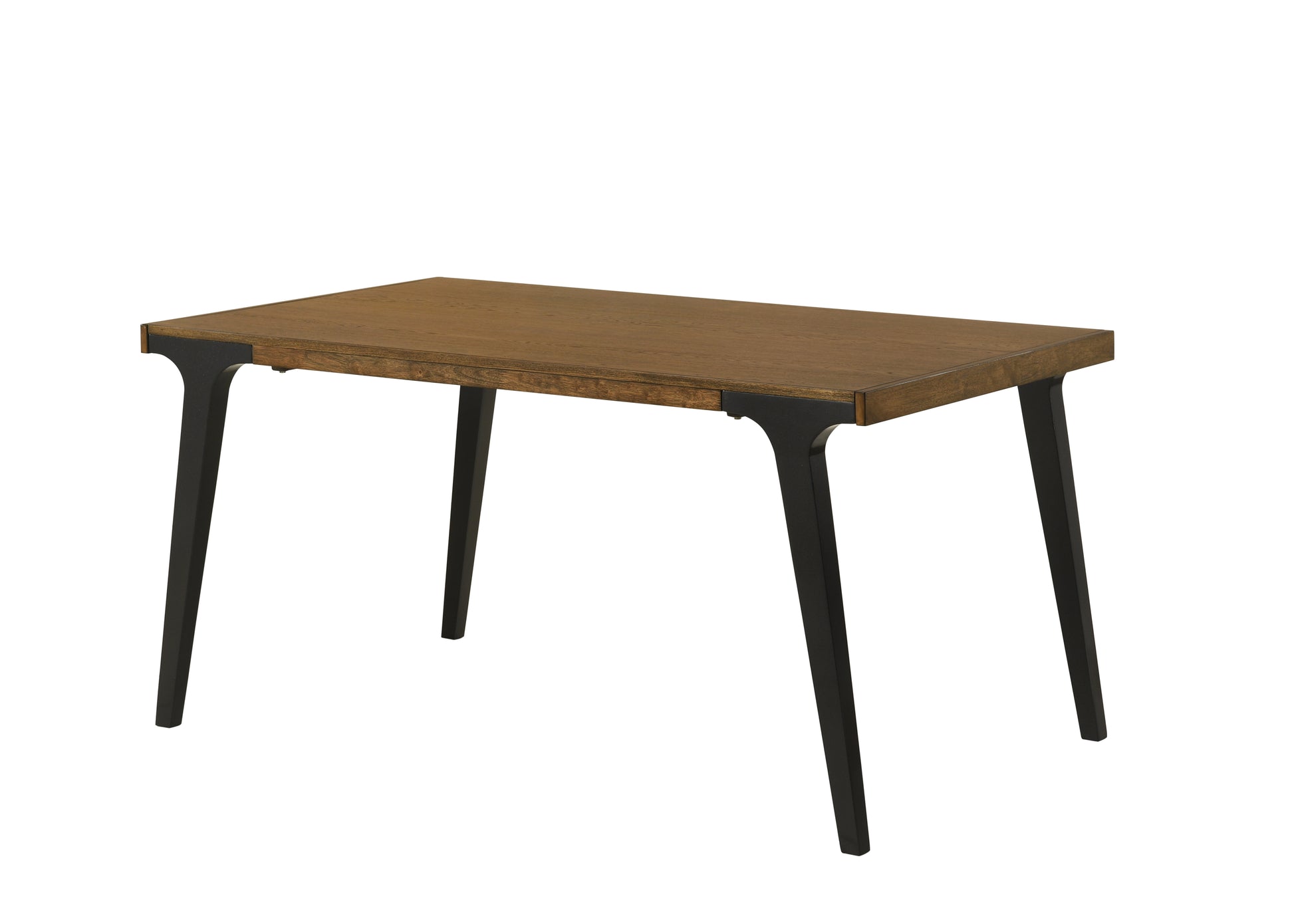 Walnut And Black Extendable Dining Table With 2 Leaf Walnut Black Seats 6 Dining Room Modern Rectangular Wood Metal