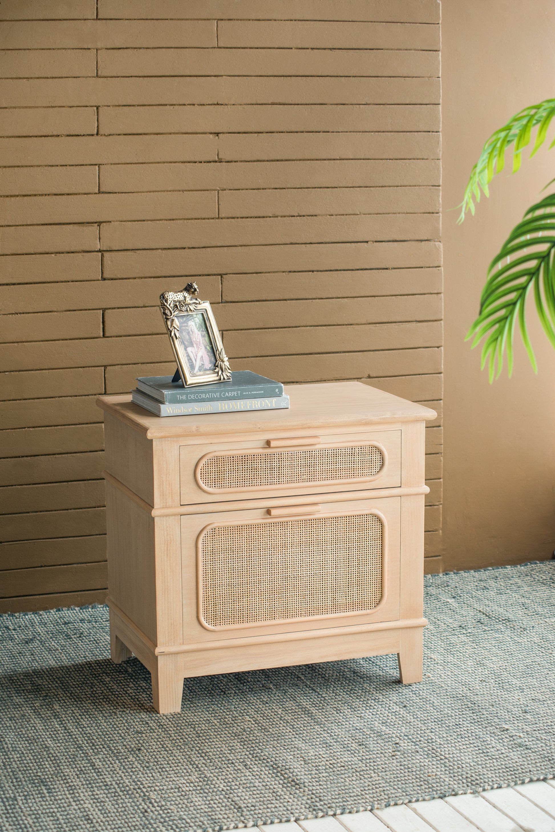 27.5X18X26" Bedside Table Brown Mdf