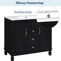 36'' Bathroom Vanity With Top Sink, Modern Bathroom Storage Cabinet With 2 Soft Closing Doors And 2 Drawers, Single Sink Bathroom Vanity Black Bathroom Modern Mdf Ceramic,Solid Wood Mdf