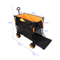 Big Large Capacity Folding Cart Extra Long Extender Wagon Cart Folding Wagon Garden Shopping Beach Cart Black Orange Black Garden & Outdoor Iron,Oxford Fabric